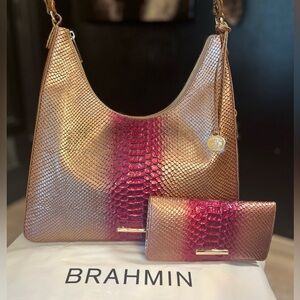 🧡NWT-BRAHMIN Harkness Collection Tabitha Pomegranate Shoulder Bag & Wallet🧡